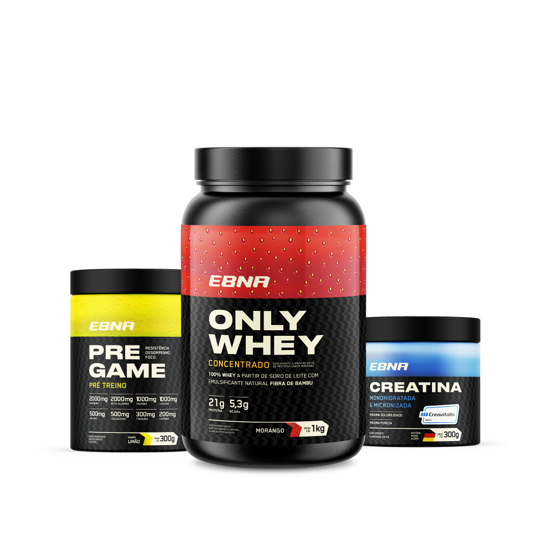 Kit Store - 4 un. Only Whey Concentrado 1kg + 4 un. Pre Game 300g + 4 un. Creatina 300g