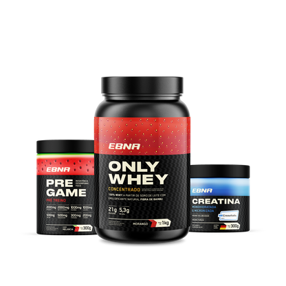 Kit Store - 4 un. Only Whey Concentrado 1kg + 4 un. Pre Game 300g + 4 un. Creatina 300g