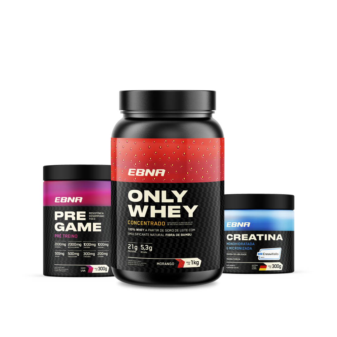 Kit Store - 4 un. Only Whey Concentrado 1kg + 4 un. Pre Game 300g + 4 un. Creatina 300g