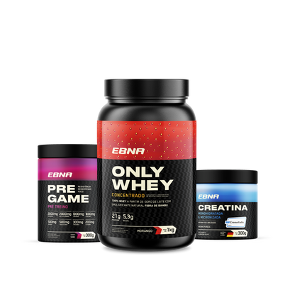 Kit Store - 4 un. Only Whey Concentrado 1kg + 4 un. Pre Game 300g + 4 un. Creatina 300g