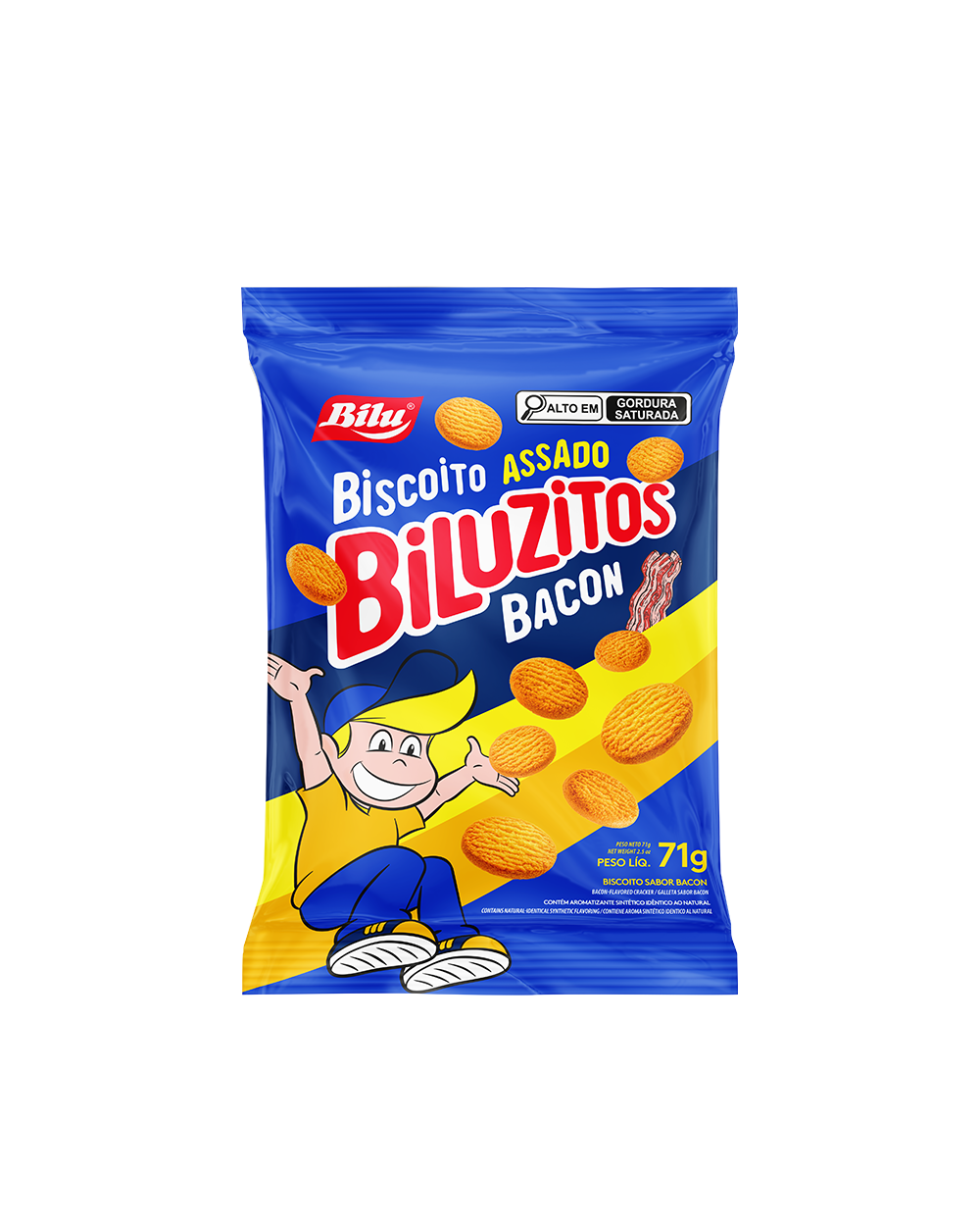 Biscoito Biluzitos Assado 71g → Caixa 20un