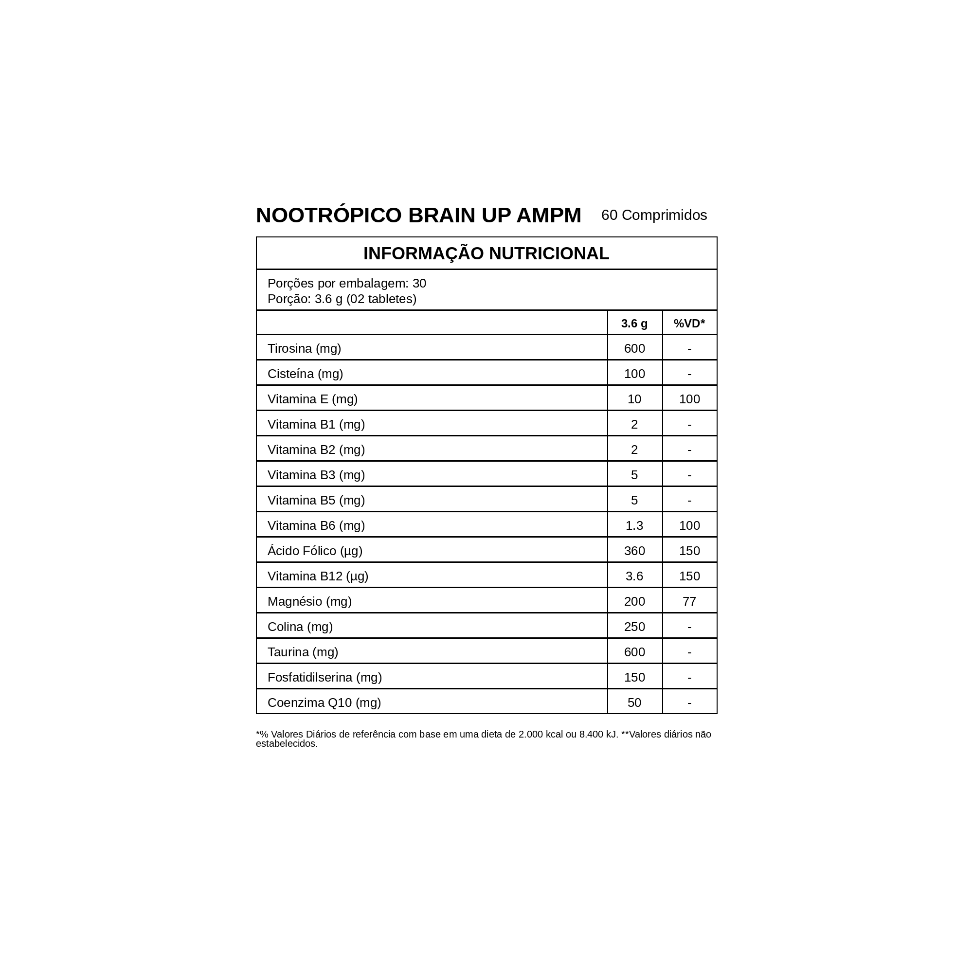 Nootrópico Brain Up AM/PM (60 Comprimidos) – True Source